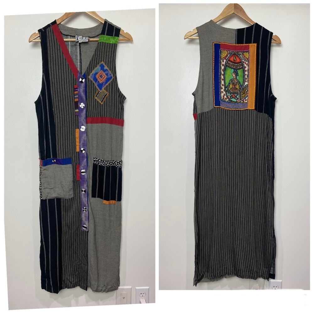 FAITH CELIA FORRESTER Women's Sz XS Maxi Dress Embellished Beading Wearable Art